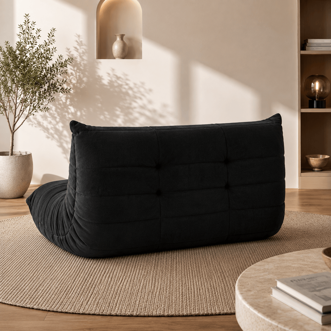 Canapé Éponge Compressé Cuir Noir | Ulysse