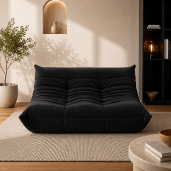 compare product Canapé Éponge Compressé Cuir Noir | Ulysse