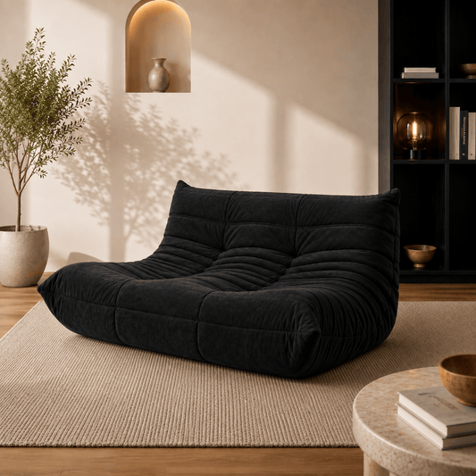 Canapé Éponge Compressé Cuir Noir | Ulysse