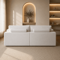 Canapé Modulaire Velours Blanc Éponge | Atlas